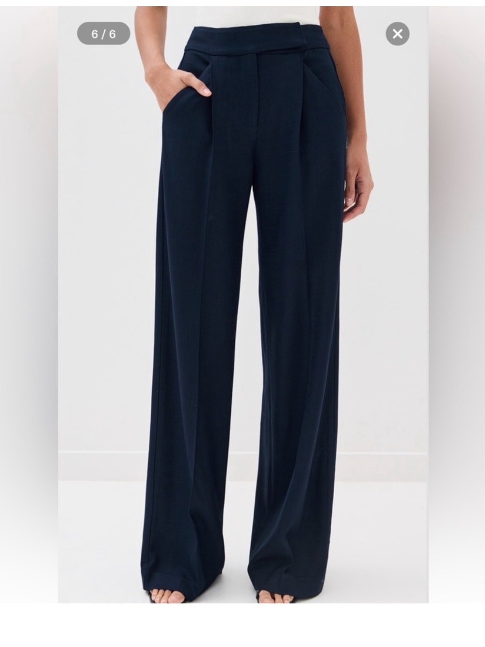 Veronica Beard Midnight Navy Wide-Leg Trousers